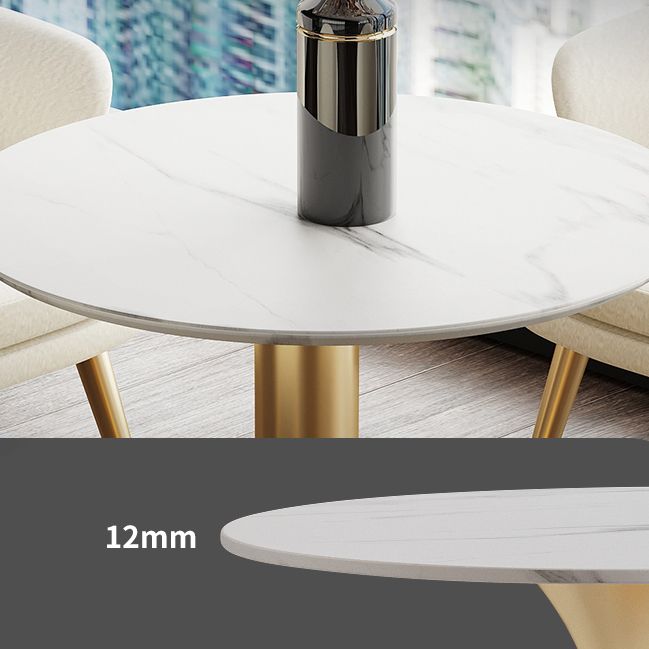 Modern Style Round Dining Table Sintered Stone Table with Tulip Base