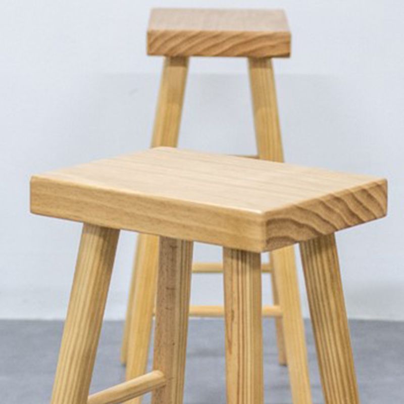 Indoor Rectangle Backless Bar Stool Pine Solid Wood Bar Stool in Natural