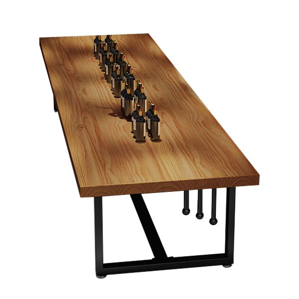 Pine Solid Wood Dining Table Rectangle Dining Table with Trestle Base