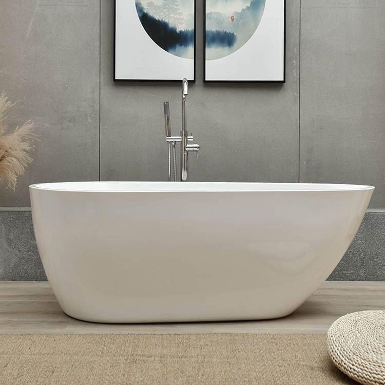 Center Modern Bathtub Freestanding Acrylic Soaking White Bath