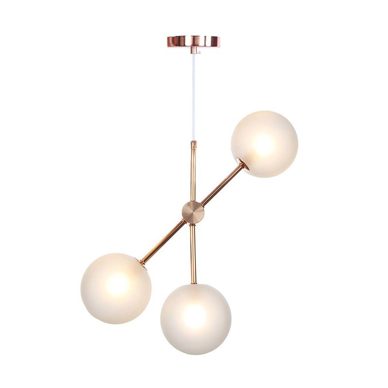 Sferische woonkamer hangende kroonluchter rookgrijs/wit/helder glas 3/5 lichten minimalistische hanglamp