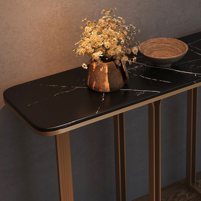 Rectangle Shape Contemporary Console Table White/Black Stone Console Sofa Table
