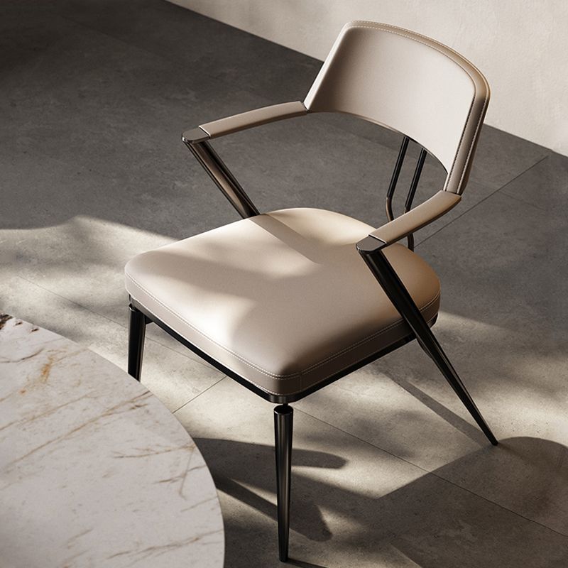 Contemporary Kitchen Dining Arm Chair Metal Legs Upholstered Chair