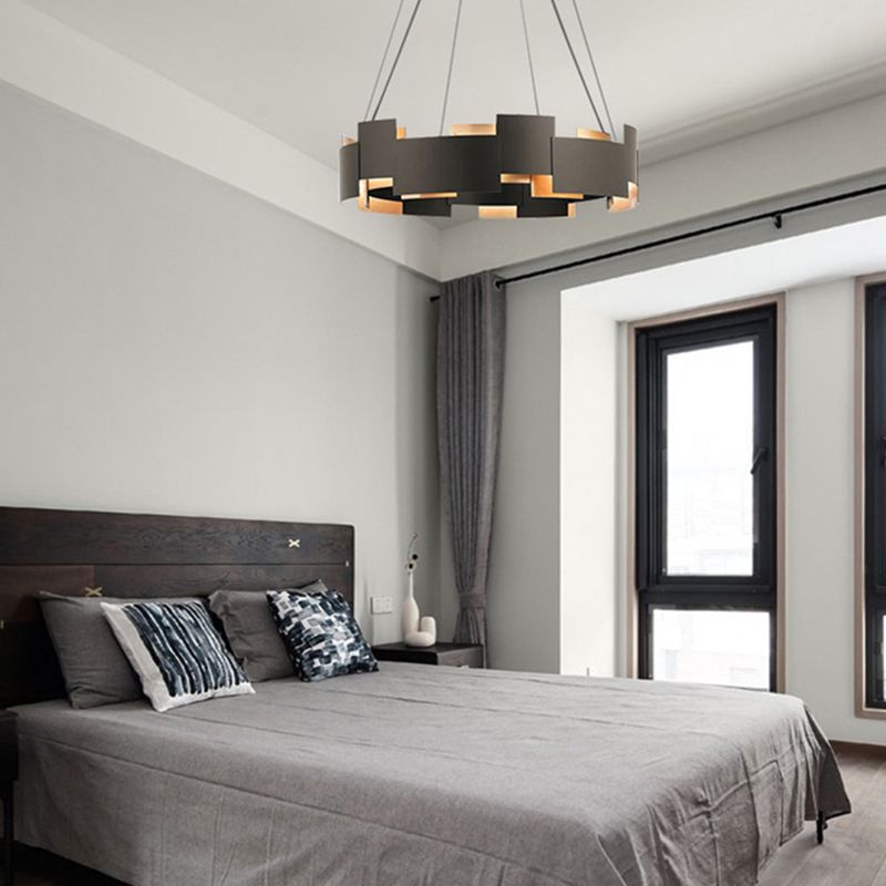 Splicing Metal Pendant Chandelier Postmodern Black and Gold Inner Suspension Light
