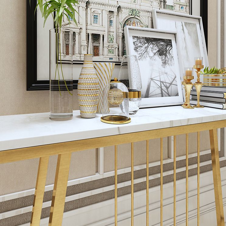 Contemporary Console Accent Table Rectangle Console Sofa Table in Marble