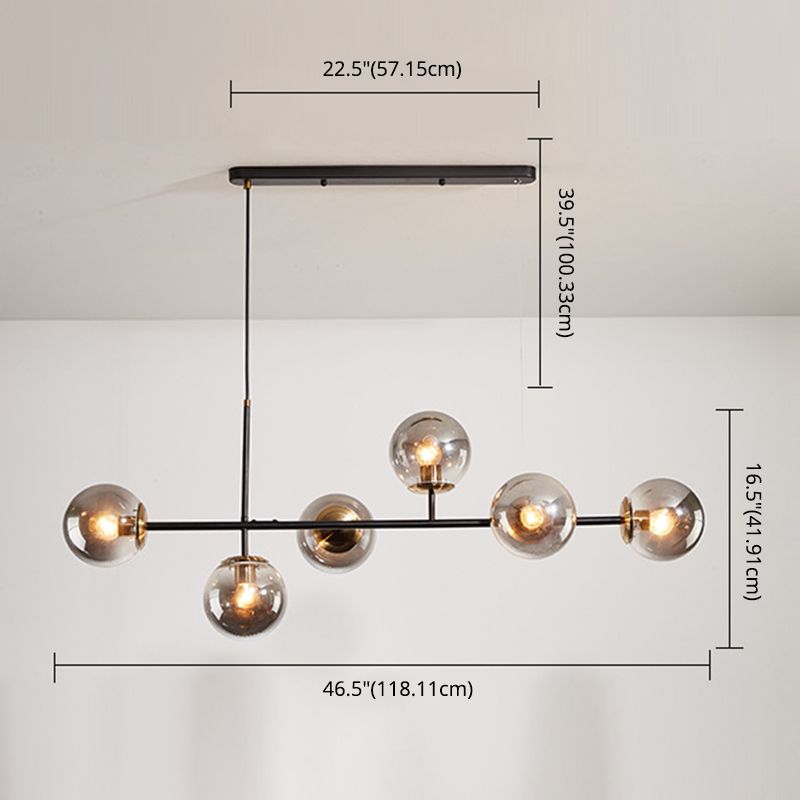 Luces de lámpara de araña de la isla de estilo minimalista moderno Vaso 6 luces de la isla de 6 luces para comedor