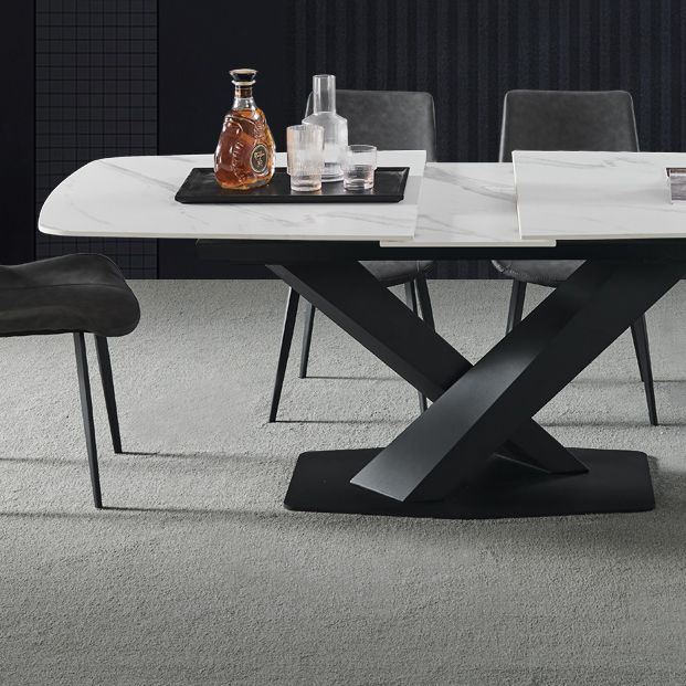 Mesa de comedor rectangular colección de comedor de piedra contemporánea con pedestal