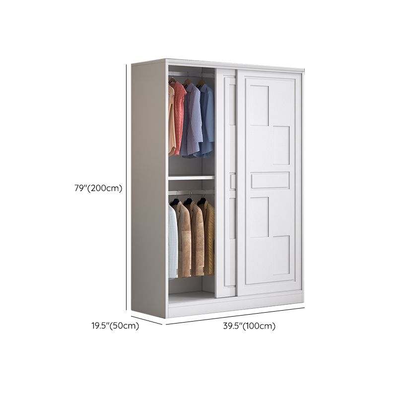 Modern Freestanding Wardrobe Armoire, 2-door Manufatured Armoire with Shelves in White