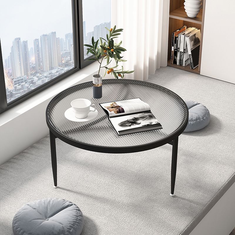 Minimalism 4 Legs Coffee Table Glass Top Coffee Cocktail Table with Shelf
