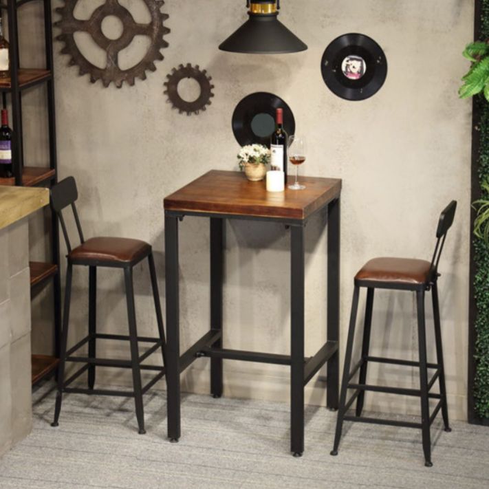 Industrial 1/3/4/5 Pieces Bar Table Set Square Pine Wood Counter Table for Cafe