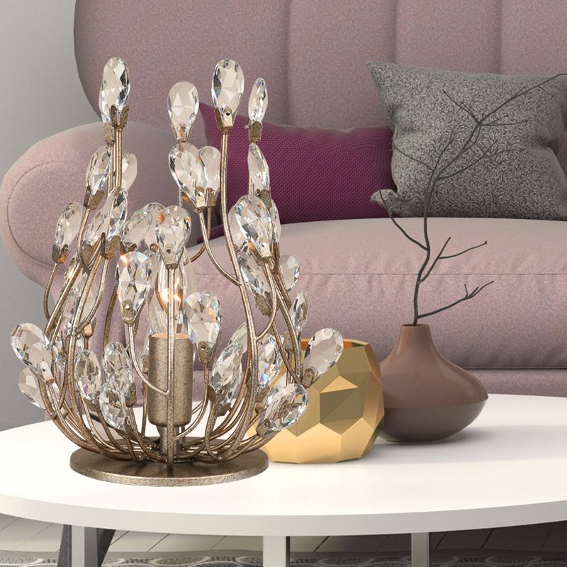 Iluminación de la mesa de la vid de oro/plata iluminación vintage de cristal facetado lámpara nocturna de hotel individual