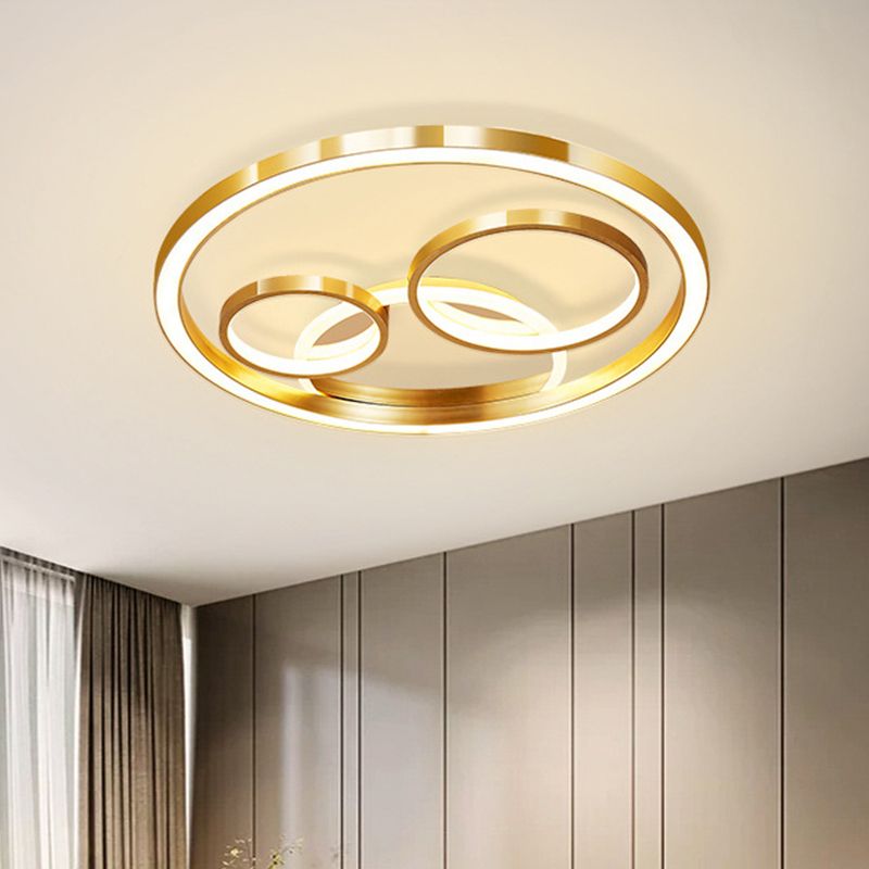18"/23.5" W Round Acrylic Ceiling Mounted Fixture Modern LED Gold Flush Mount Spotlight
