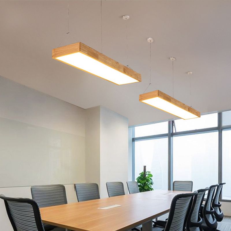 Modern Rectangle Pendant Lighting Fixture Wood Pendant Light