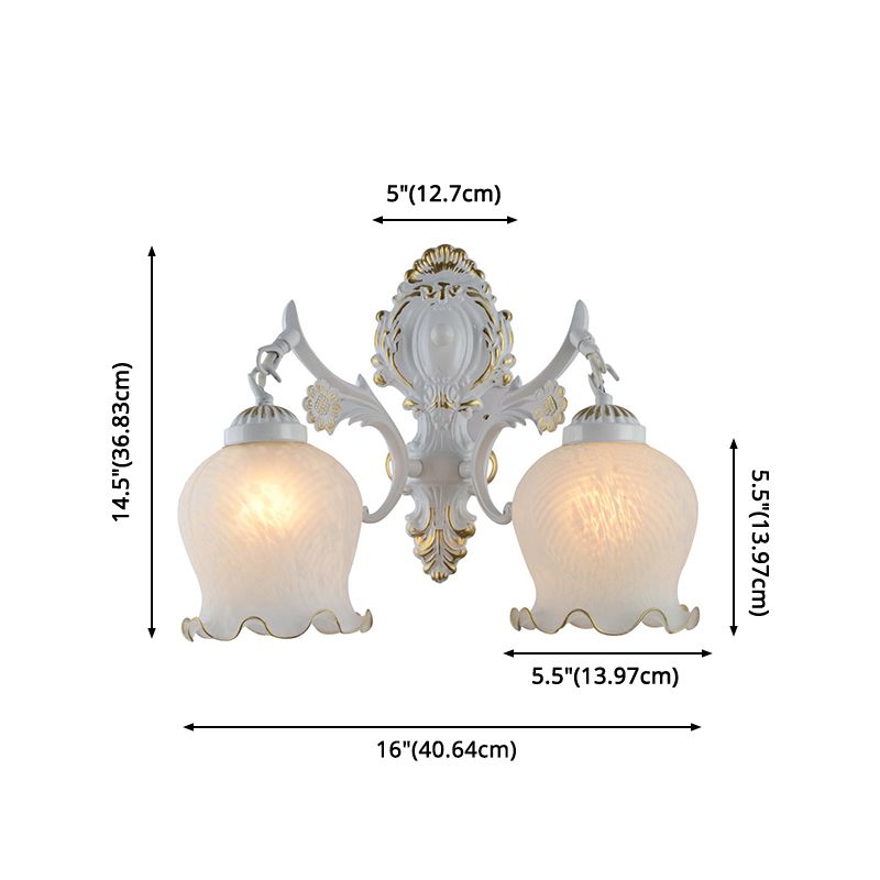 Traditional Classical Style Armed Vanity Wall Sconce Glass Vanity Lamp