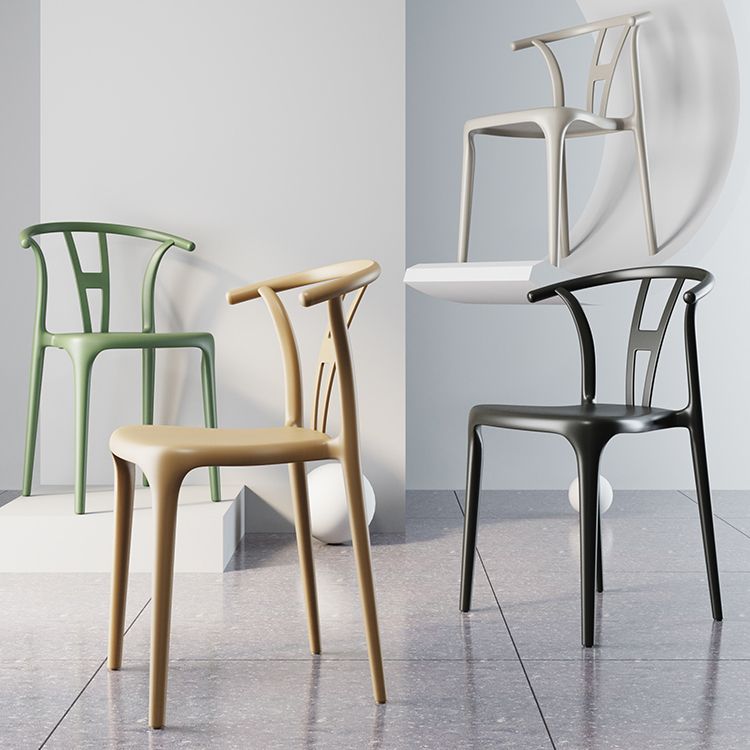 Plastic Side Chair Contemporary Style Multicolor Armless Chair for Dining Room