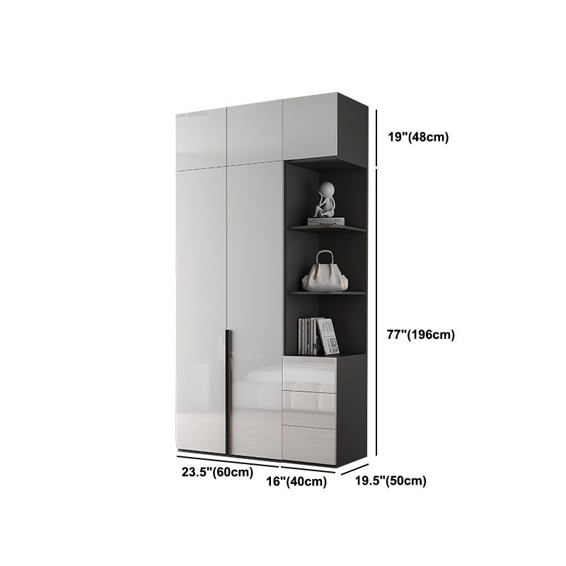 Contemporary Style Wood Wardrobe White Colour Soft Close Door Wardrobe Closet for Home