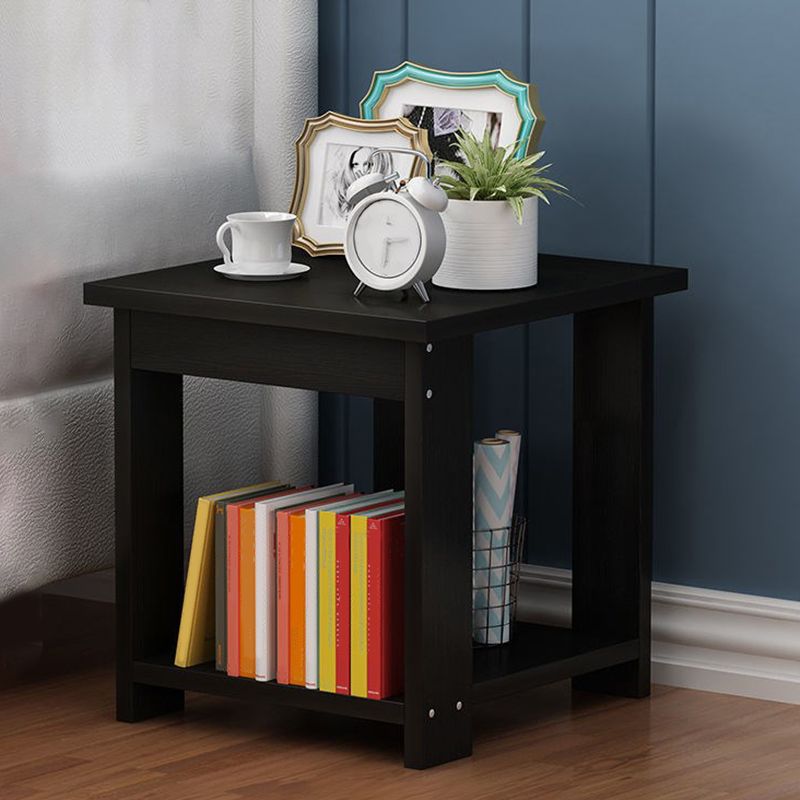 Farmhouse Licing Room Wood Side Table Four-Leg Side Table with One Shelf