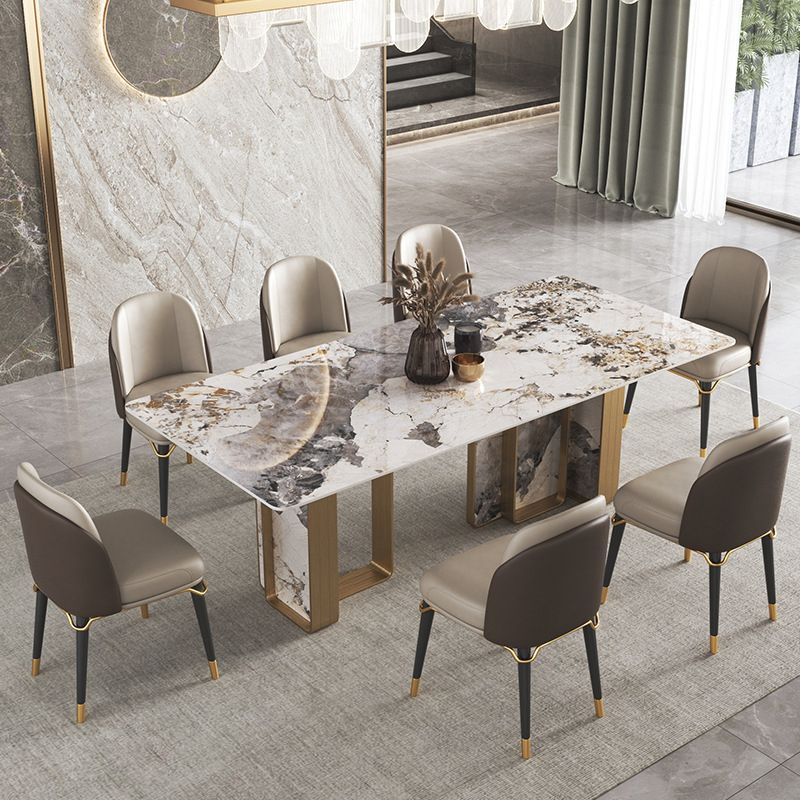 Nordic Glam Rectangle Sintered Stone Table Set 1/4/5/6/8 Pieces Dining Set