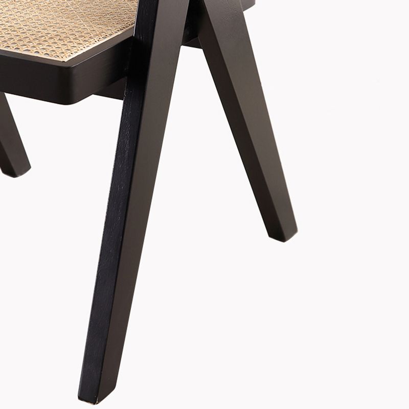 Chaise de salle à manger en bois traditionnelle, chaise de salle à manger à dossier en canne pour café avec accoudoirs