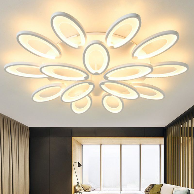 Minimalist Peacock Ceiling Mounted Light Acrylic Living Room LED Semi Flush Mount in White