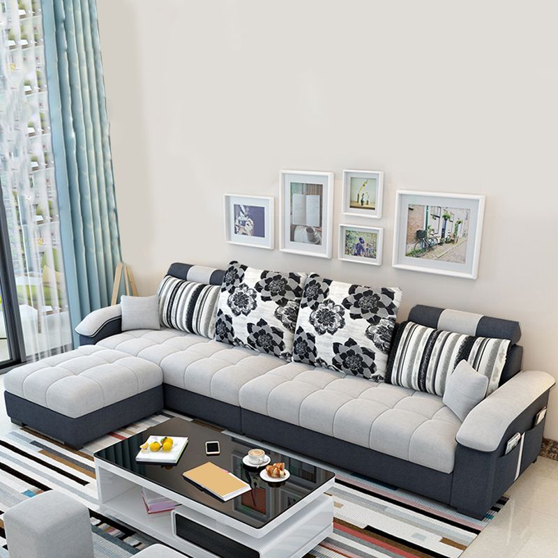 Faux Leather and Cotton Blend Sectional Couch for 3/4 People