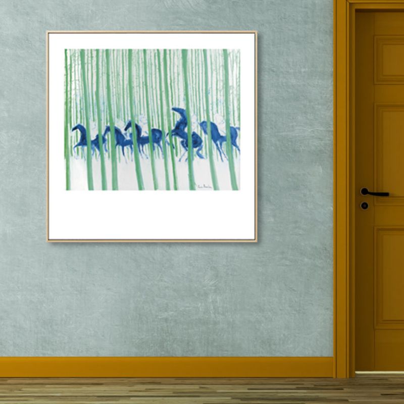 Modern schilderij paardenkuddes canvas print lichte kleur getextureerde muur kunst decor voor thuis