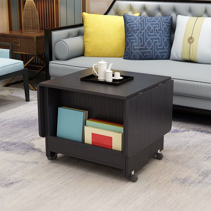 Rectangular Coffee Table Wooden Folding Cocktail Table with Casters