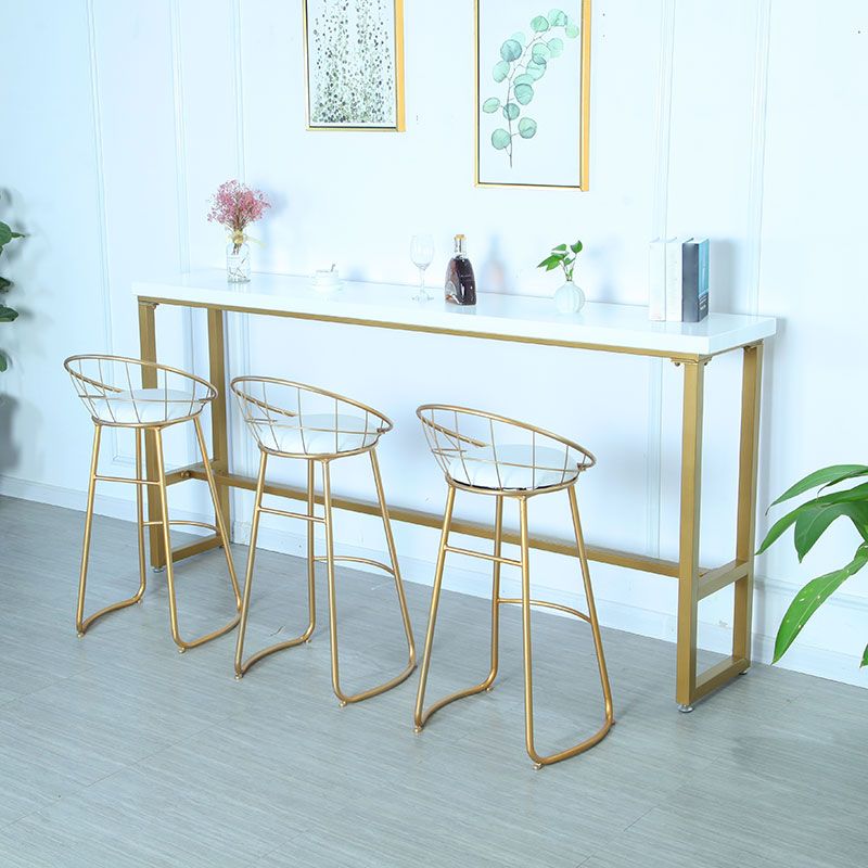 1/4 Pieces Moderns Rectangle Pub Table Set Wooden Counter Table with High Stools