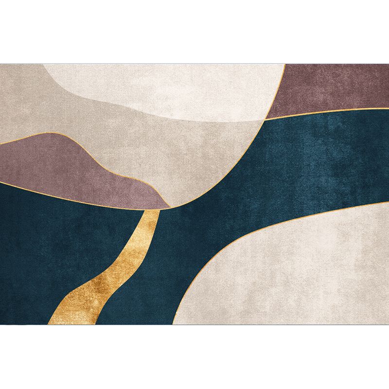 Navy Nordic Carpet Polyester Graphic Carpet Non-Slip Backing Carpet for Living Room