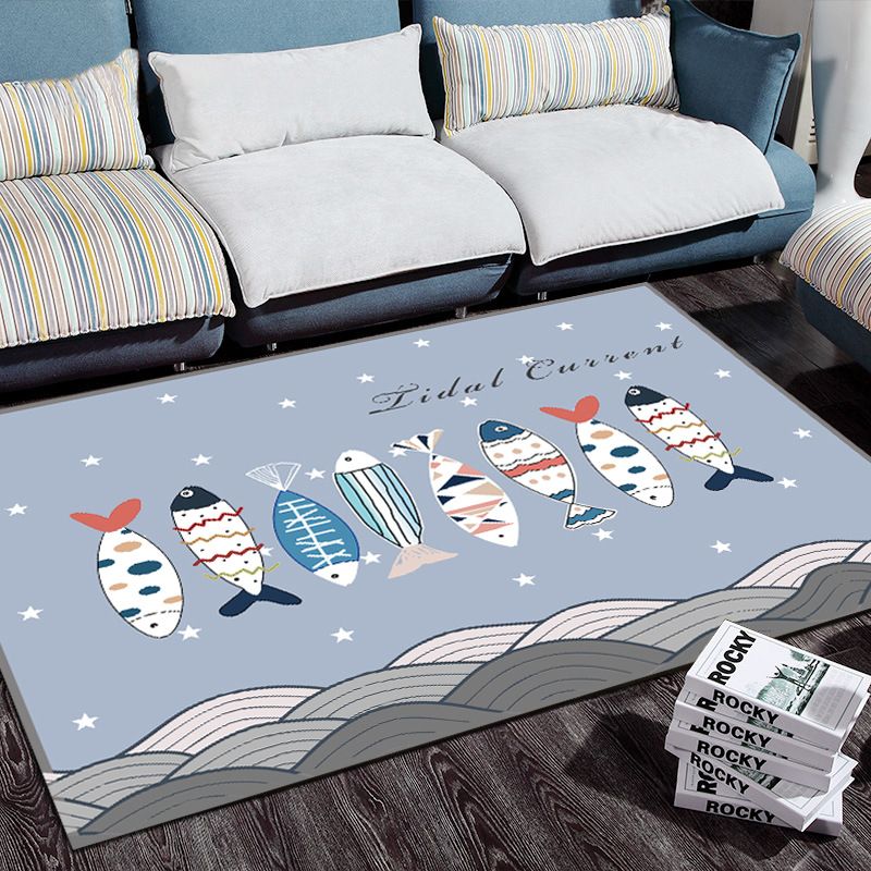 Personality Patterned Rug Multi Colored Nordic Carpet Synthetics Machine Washable Non-Slip Pet Friendly Rug for Great Room
