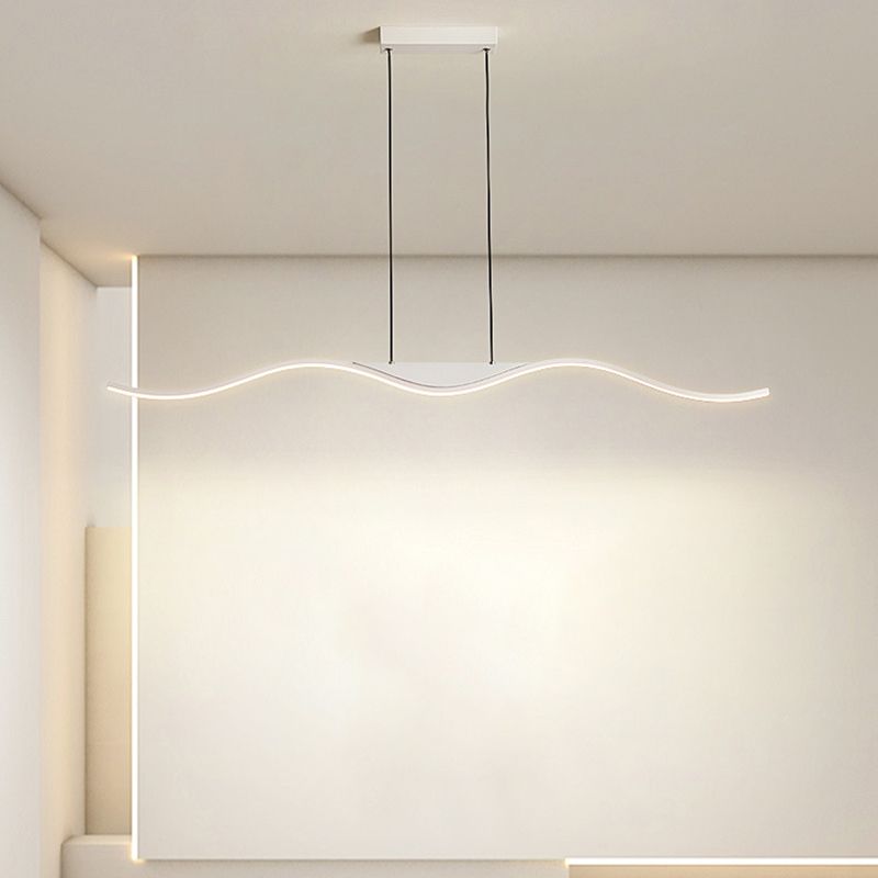 White Single Modernism Kitchen Island Lighting Unique Metallic Ceiling Light