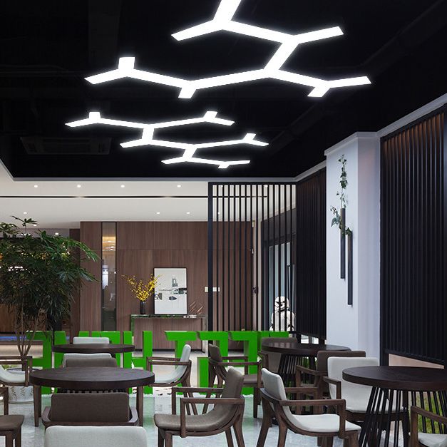 Y Shaped Acrylic Suspension Lamp Modern Black LED Pendant Light for Conference Room