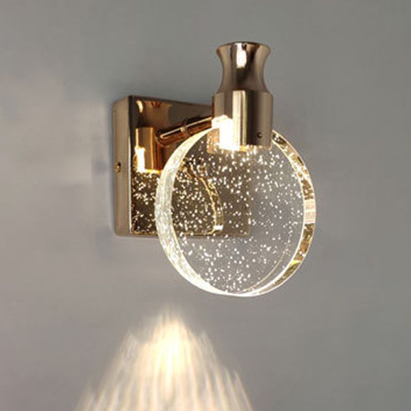 Nordic Style Crystal Vanity Light Round Shape Vanity Lamp for Shower Room