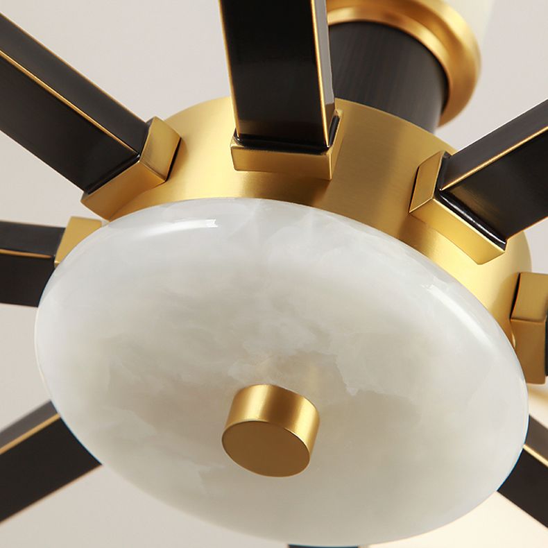 Contemporary Cylindrical Hanging Pendant Light Copper Ceiling Chandelier with Glass Shade