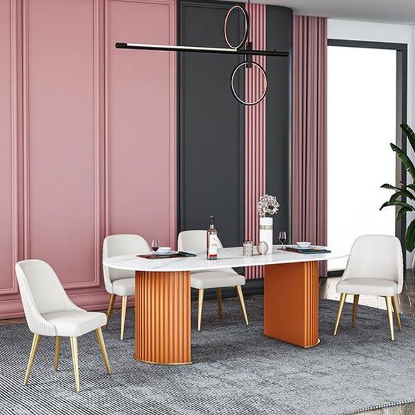 Mesa de comedor ovalada estándar moderna, mesa de comedor de piedra sinterizada para cocina