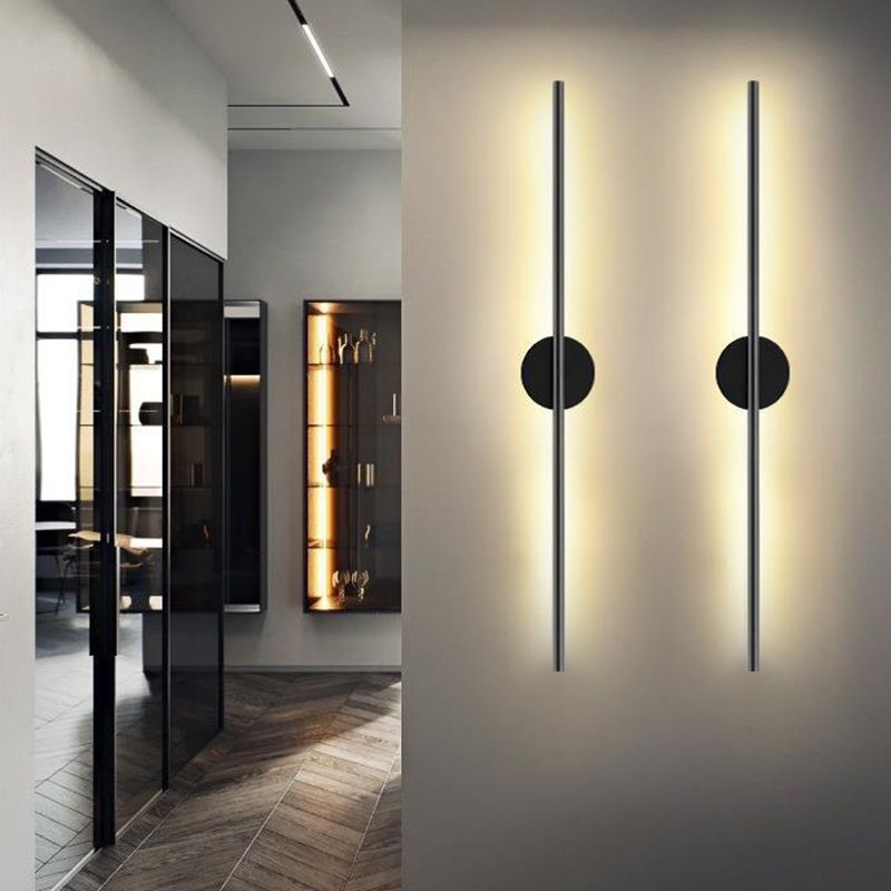 Single Contemporary Black Wall Mounted Sconce LED Linear Wall Light for Bedroom