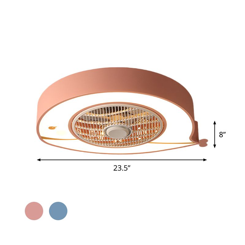 Metal Fat Fish Semi Flush Techo Ventilador de techo Rosa/azul 21.5 pulgadas de ancho LED Semi Flushmount Iluminación para vivero