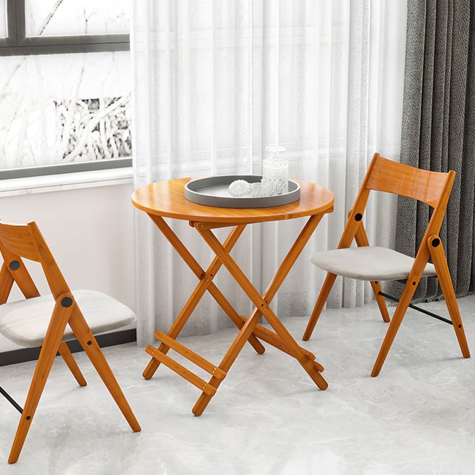 Modern Bamboo Pedestal Dining Table Natural Folding Table for Kitchen