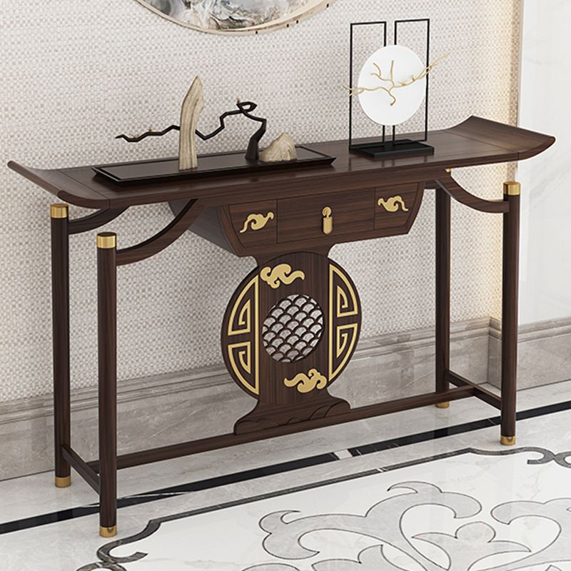 Rectangle Contemporary Console Table Wooden Console Sofa Table in Brown