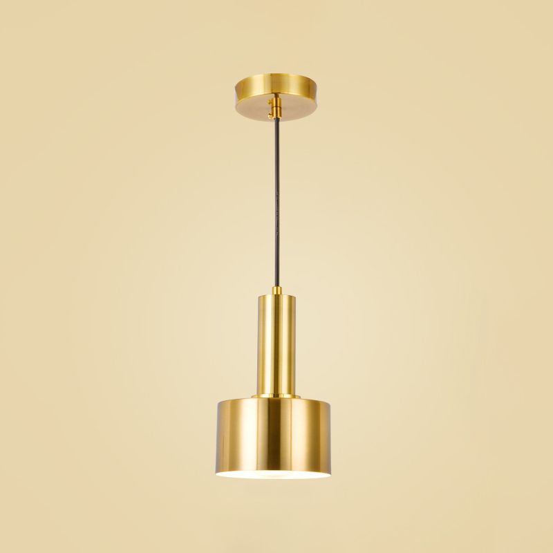 Modern Artistic Cylindrical Pendant Light Electroplate Iron Hanging Lamp for Dining Room