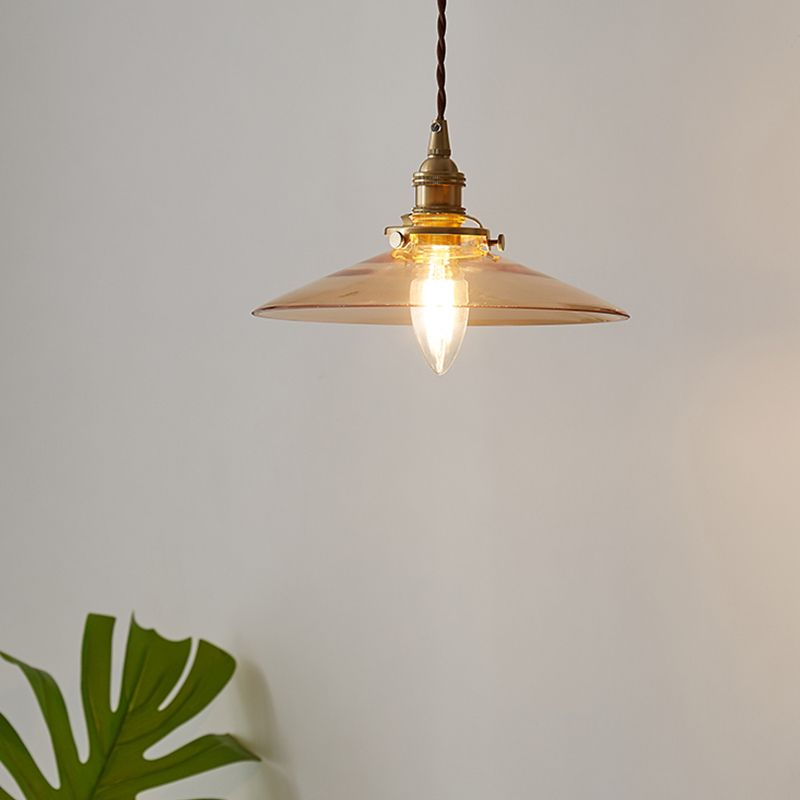 Lampada a sospensione in ottone in ottone in ottone industriale 1 lampada a sospensione in vetro leggero per ristorante