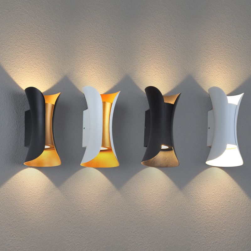 Modern Creative LED Wall Lamp Aluminium Geometric Wall Sconce with Glass Shade