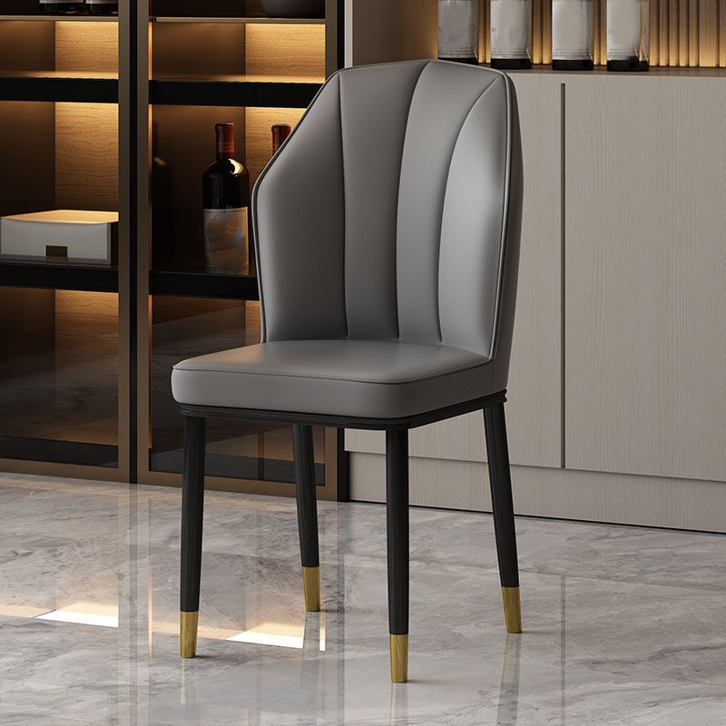 Faux Leather Side Chair Wingback Armless Chair for Dining Room