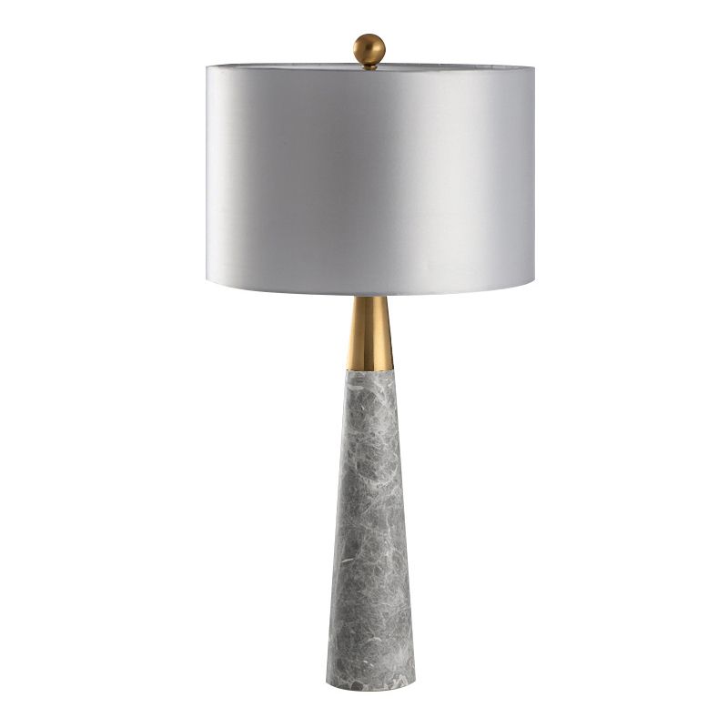 Lámpara de mesa cónica Simplicidad de mármol 1 luces de color gris liviano con sombra de tela de batería