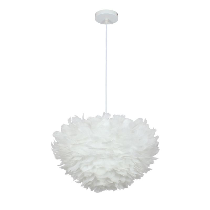 Half-Sphere Feather Suspension Lamp Nordic Style Chandelier Pendant Light for Bedroom