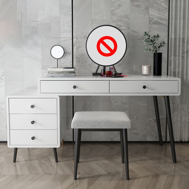 Wood and Metal Vanity Table with Stool Accent 5 Drawers Makeup Desk