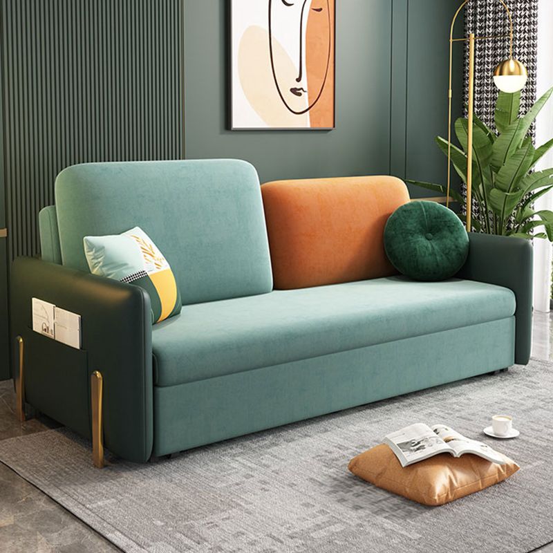 35" Wide Glam Sleeper Sofa Futon Pillow Included Green Sleeper Sofa