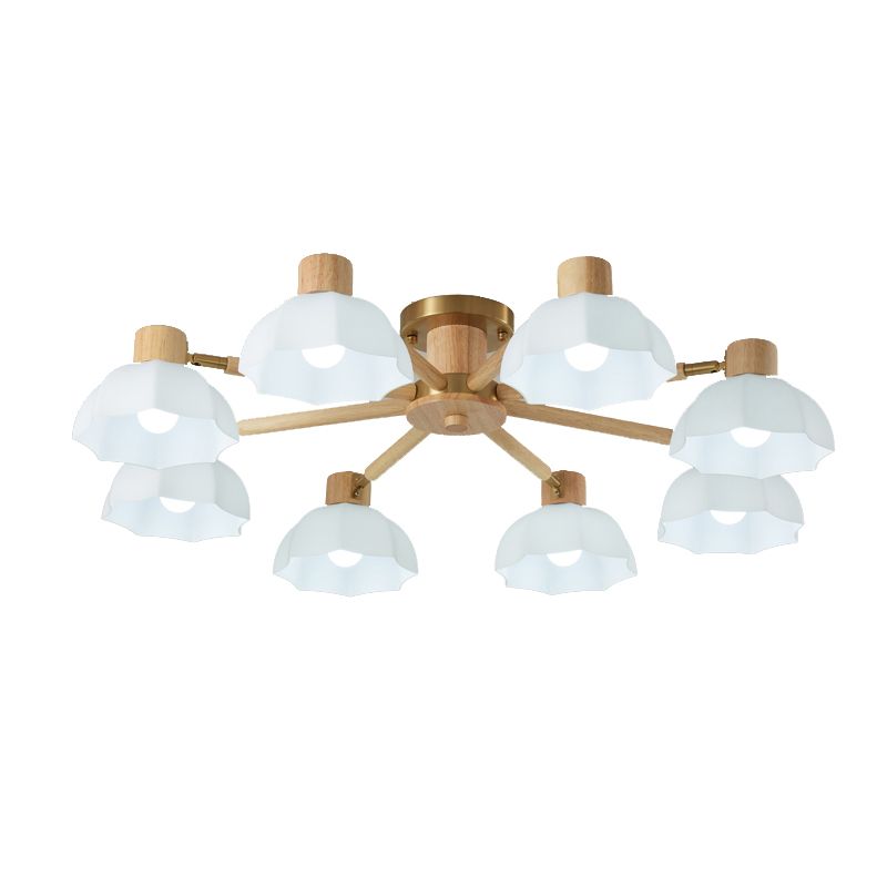 Geometric Shape Wood Flush Light Modern Style Multi Lights Flush Mount Fixture in Brown