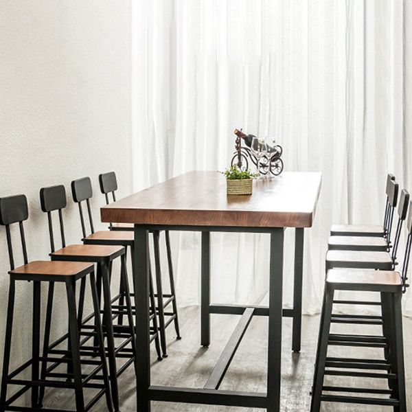 Contemporary Style Bar Table Set 1/2/9 Pieces Rectangle Bar Table with Wood Stools