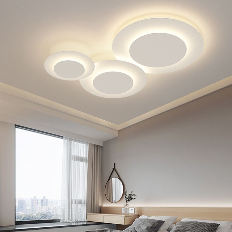 Nordic Flush Mount Multi-Layer LED Ceiling Light Fixture in White for Living Room